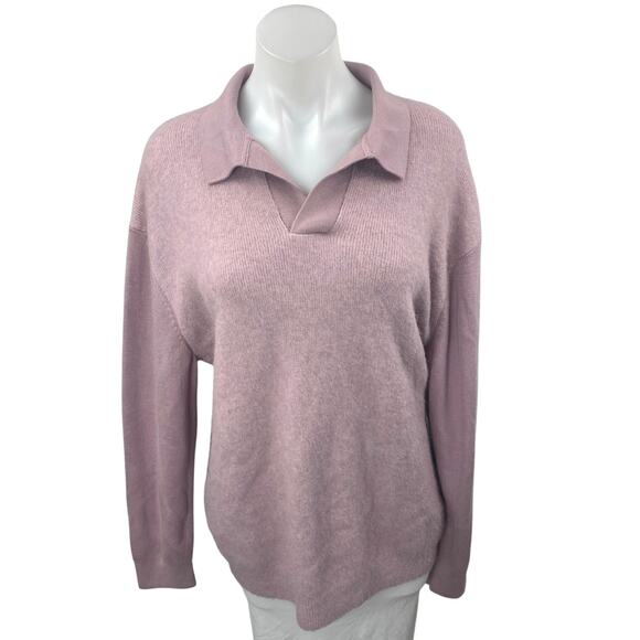 COS Women's Pink Alpaca Wool Collared Long Sleeve Sweatshirt Sweater Top Size M - Picture 1 of 4